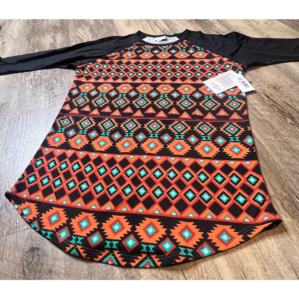 LuLaRoe Randy Raglan 3/4 Sleeve T- Shirt, Geometric / Aztec Pattern Sz Small - Picture 5 of 9